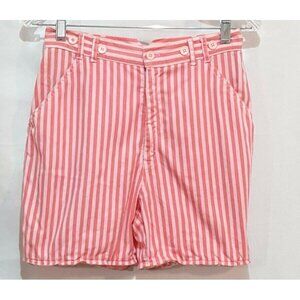 Vintage 60s 70s Womens shorts Size 6 High Waist Zip Pockets Pink Stripe